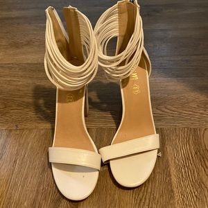 White strappy heels